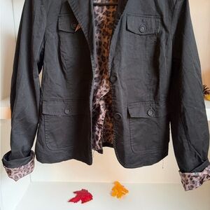 Willi Smith Black Jacket with Leopard Print Lining